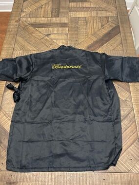 Black Satin 'Bridesmaid' Robe with Gold Embroidery size XXL